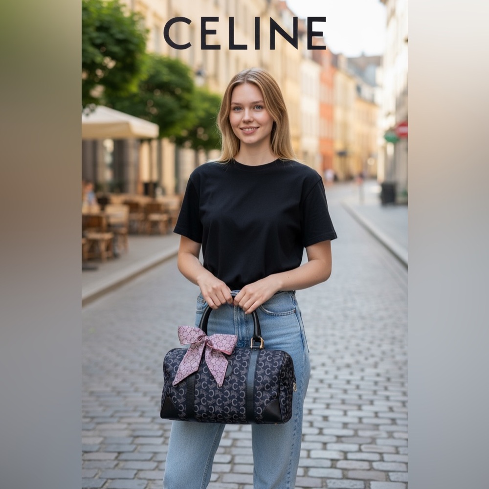 CELINE Horse Carriage C
Macadam Canvas Large Hand Bag in Navy Blue - Picture 8 of 16